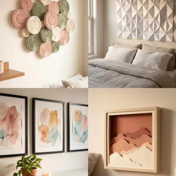 Easy DIY paper wall art for bedroom aesthetic