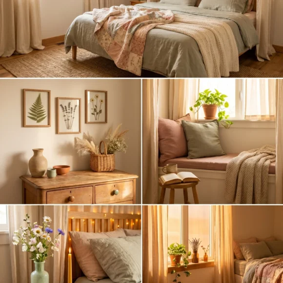 Cozy cottagecore bedroom aesthetic decor ideas