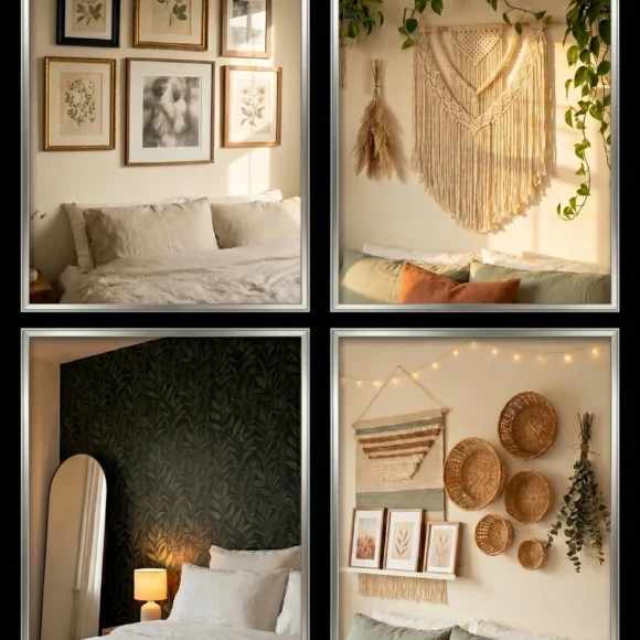 Aesthetic bedroom wall art ideas no paint needed
