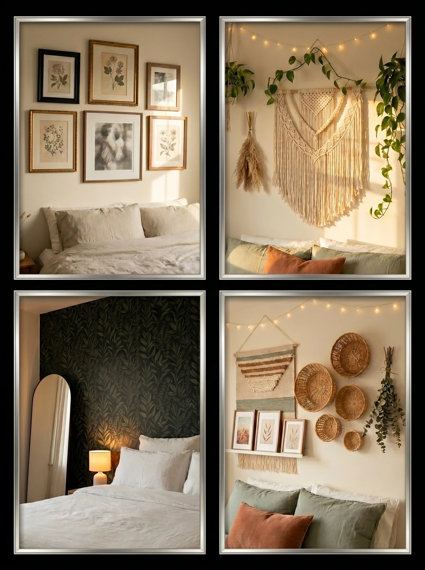 Aesthetic bedroom wall art ideas no paint needed
