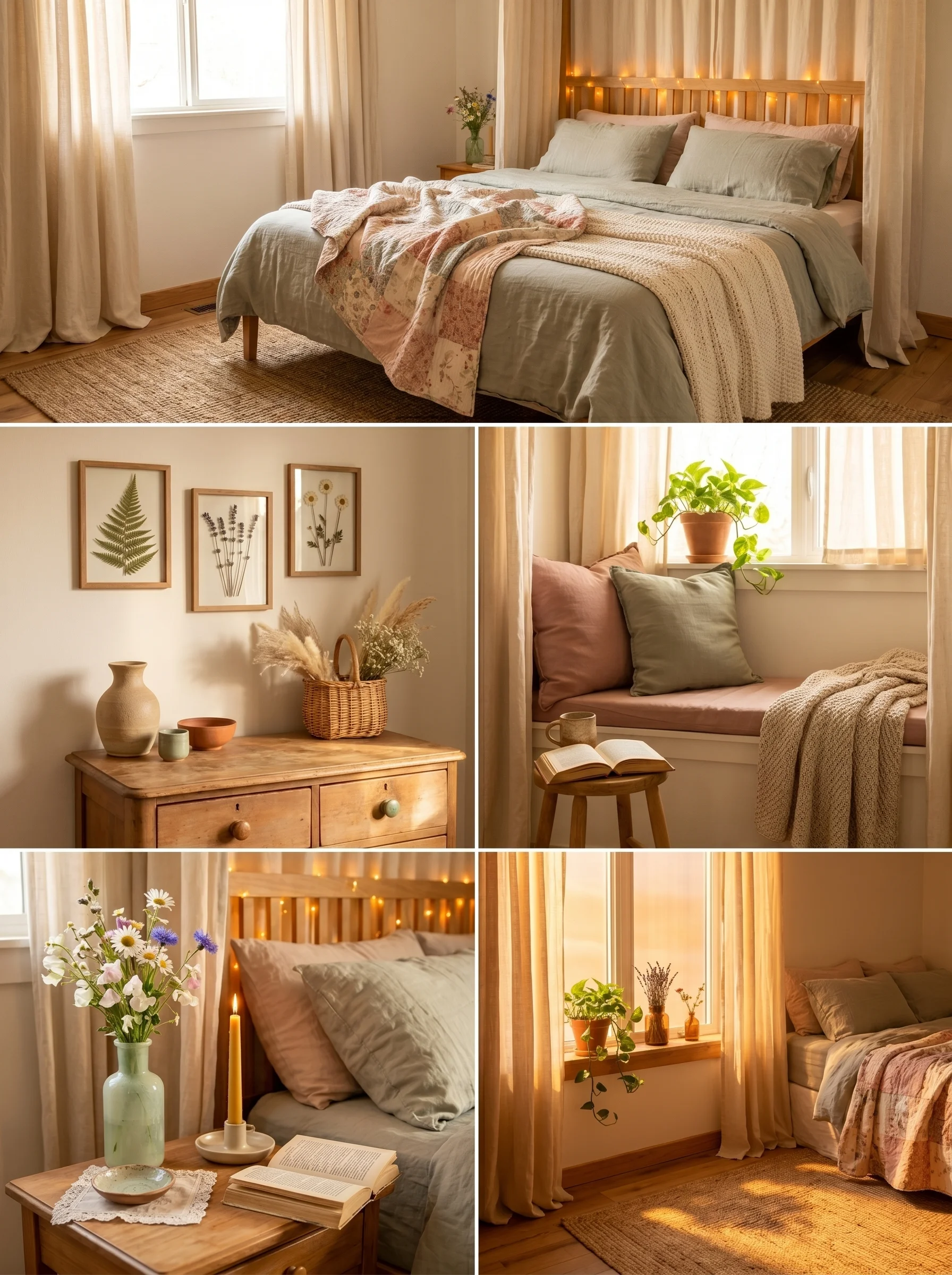 Cozy cottagecore bedroom aesthetic decor ideas