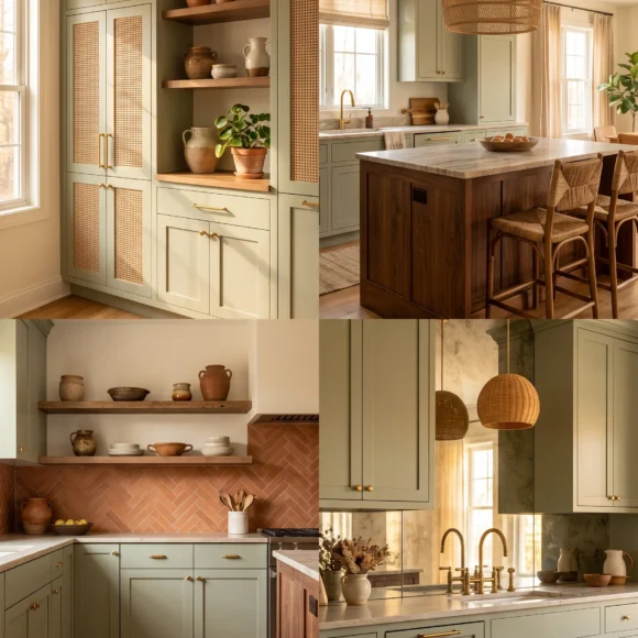 sage green kitchen cabinet color ideas boho aesthetic