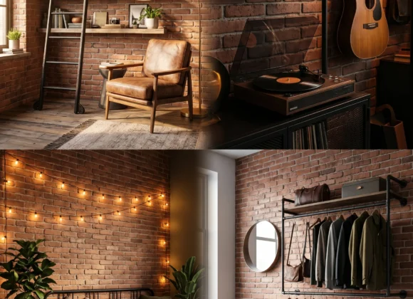 industrial chic teen bedroom designs with brick wall