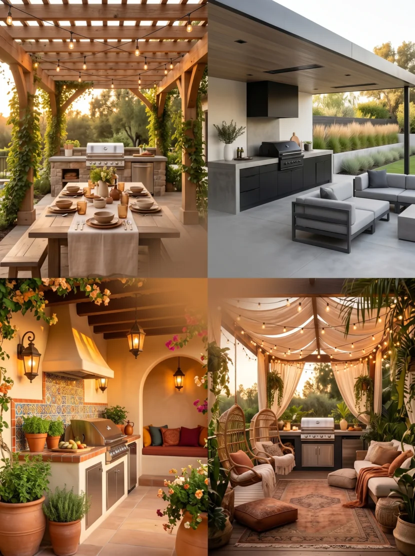 Modern Covered Outdoor Kitchen Designs with Seating Area You'll Love Covered outdoor kitchen designs with seating area