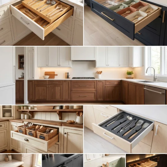 Deep kitchen drawer organization ideas for utensils