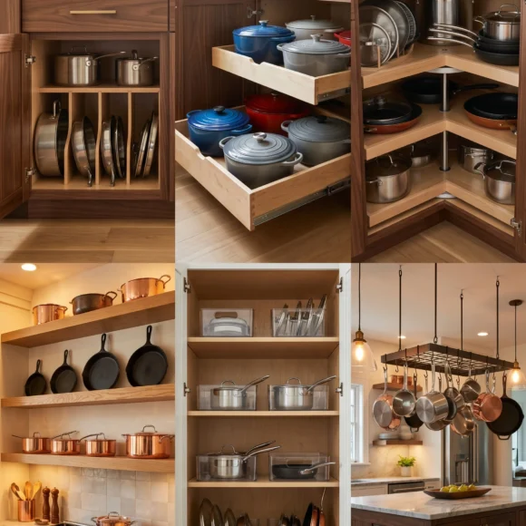 Kitchen cabinet organization ideas for pots and pans