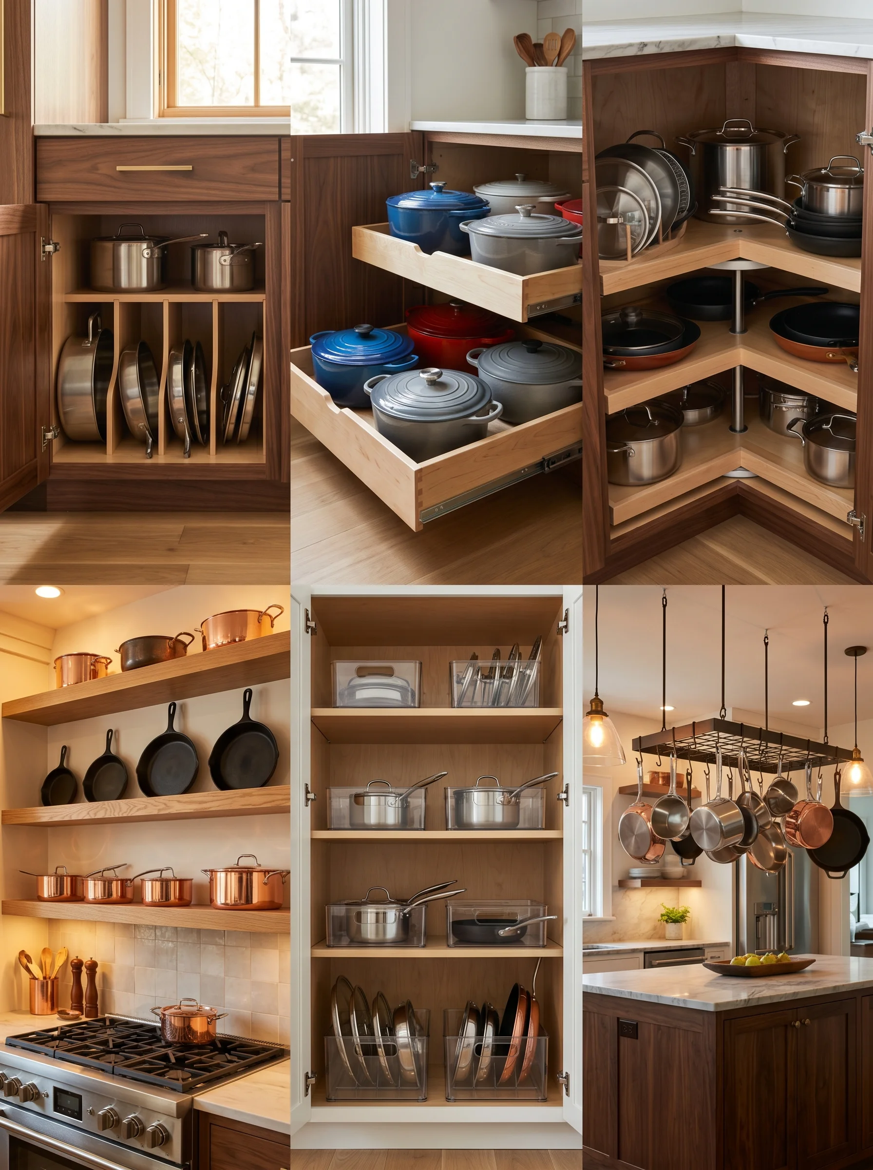 Kitchen cabinet organization ideas for pots and pans