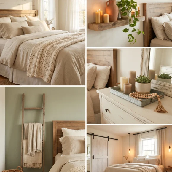 Modern farmhouse master bedroom decor on a budget