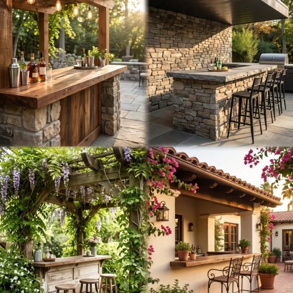 Sun, Sip & Stone: 25 Rustic Covered Outdoor Kitchen Bar Ideas for Real Life Rustic covered outdoor kitchen bar ideas