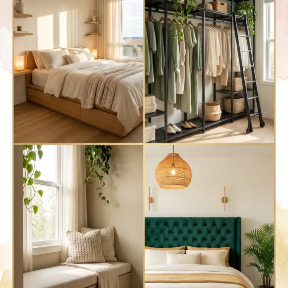 Small master bedroom decor ideas with storage solutions