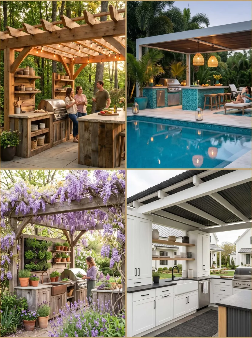 Covered Outdoor Kitchen Ideas with Pergola That Will Transform Your Backyard Covered outdoor kitchen ideas with pergola