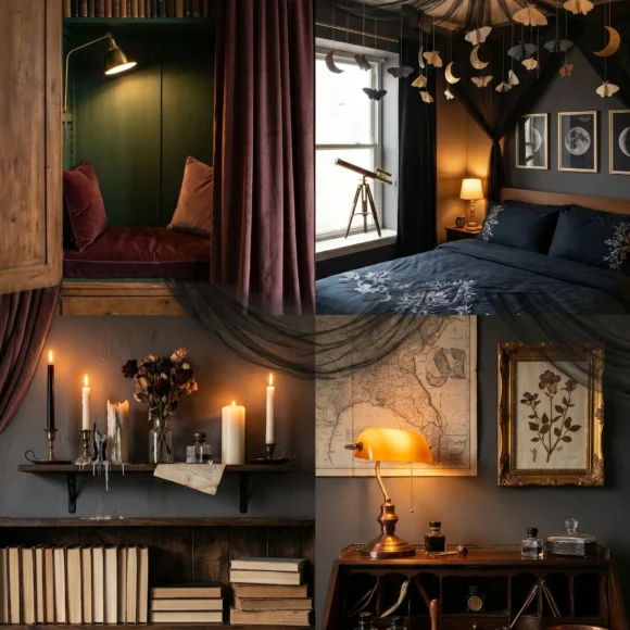 moody teen room ideas dark academia style