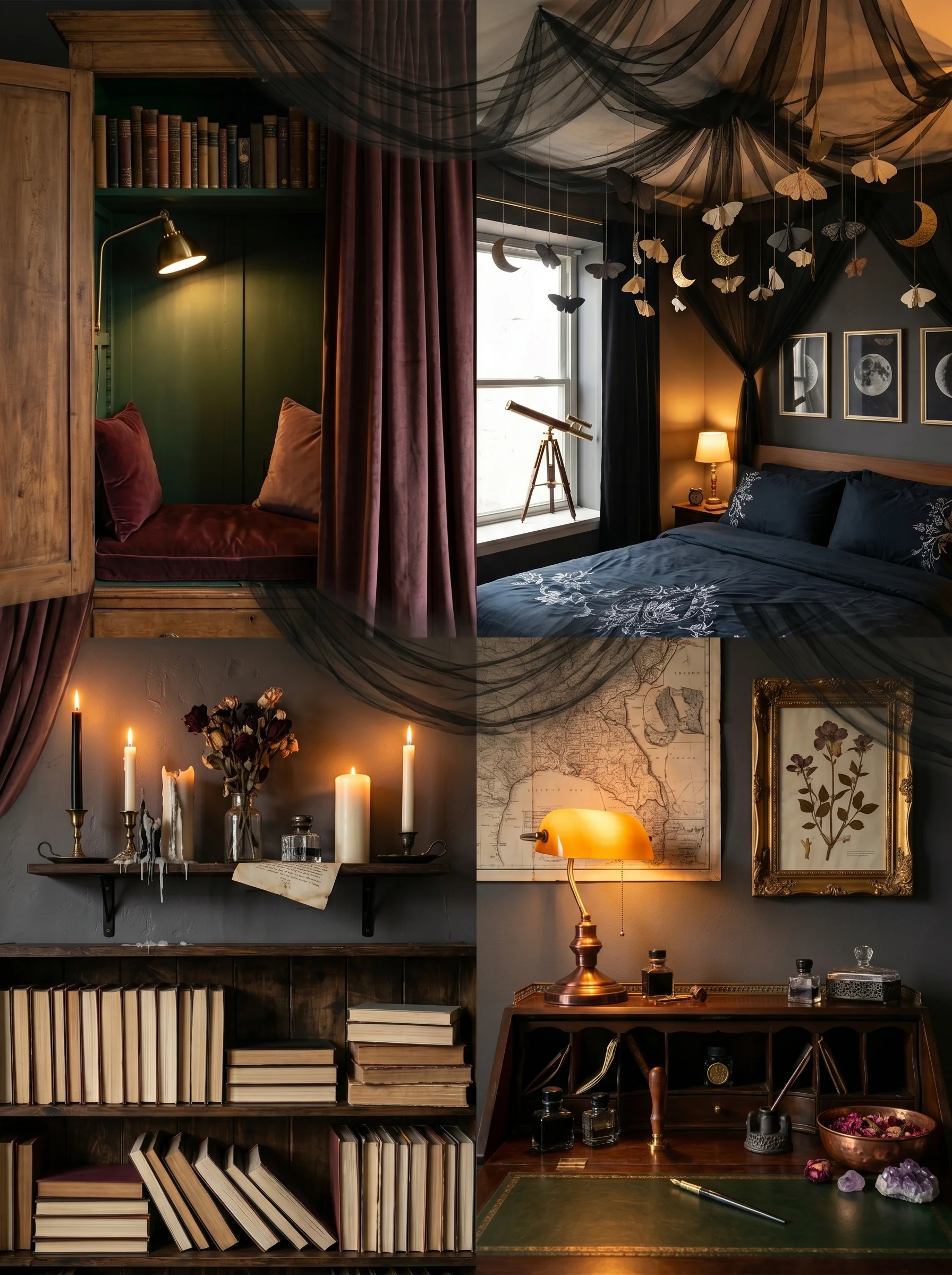 moody teen room ideas dark academia style