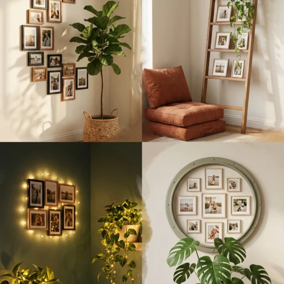 teen room designs with gallery wall and plants