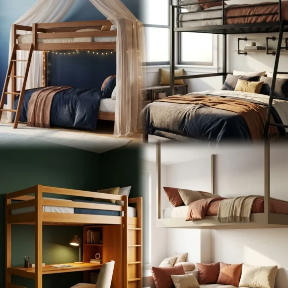 teen room ideas with loft bed and study nook