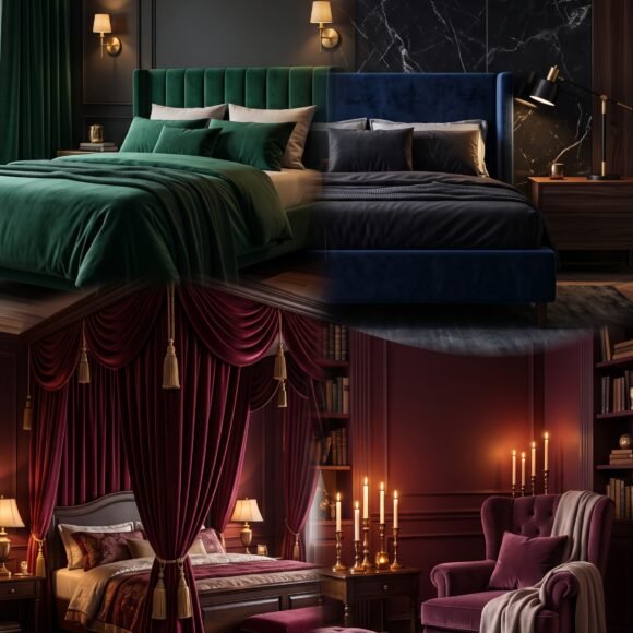 dark romantic bedroom aesthetic deep jewel tones