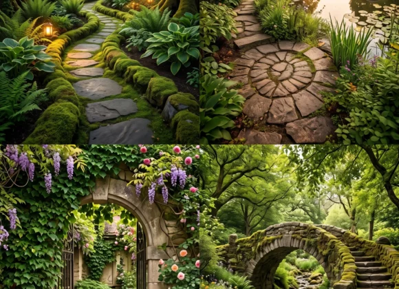 whimsical garden ideas with mossy stones and hidden paths