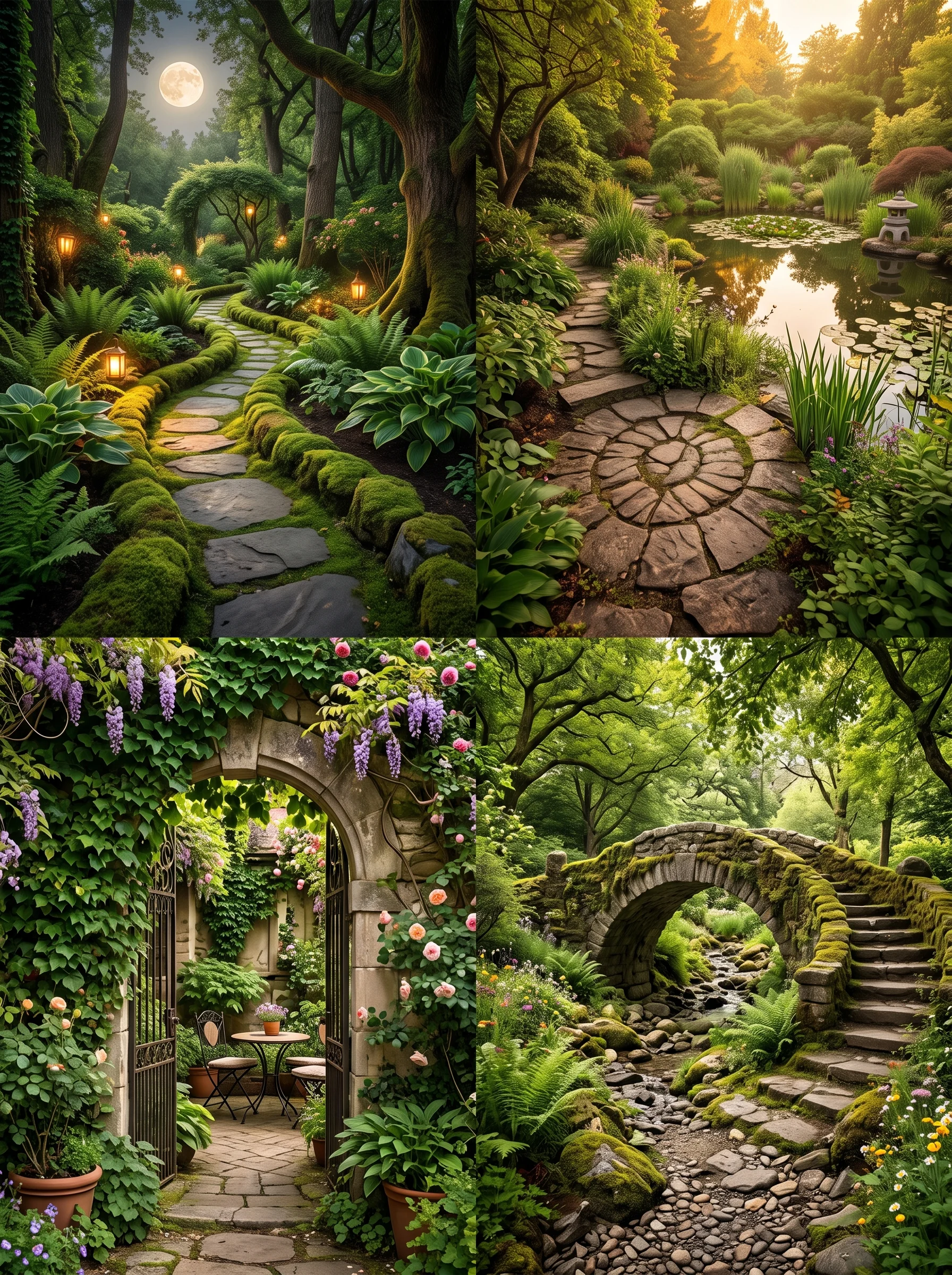 whimsical garden ideas with mossy stones and hidden paths