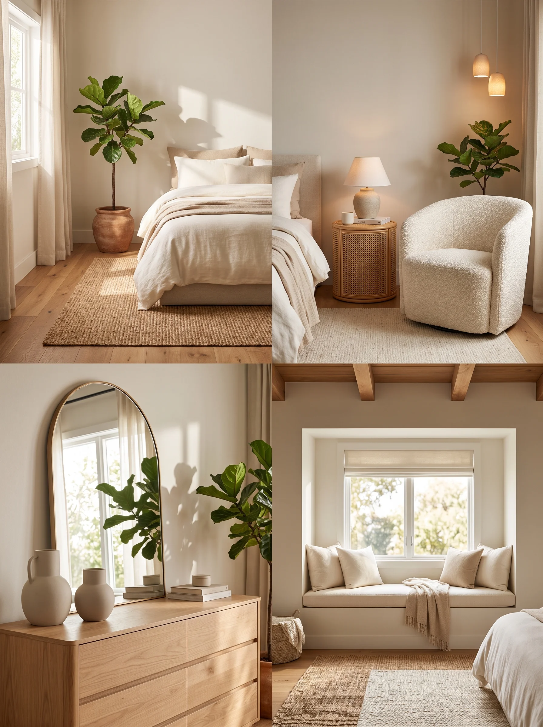 Creating a Calm, minimalist bedroom neutral tones with potted fiddle leaf fig minimalist bedroom neutral tones with potted fiddle leaf fig