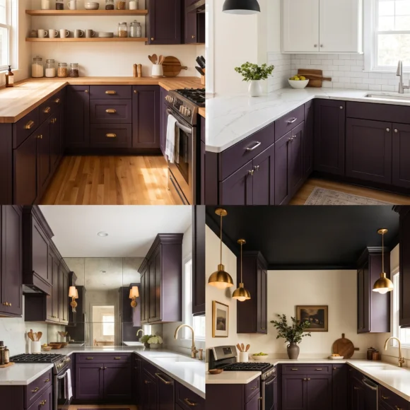 eggplant kitchen cabinets dark dramatic small kitchen makeover