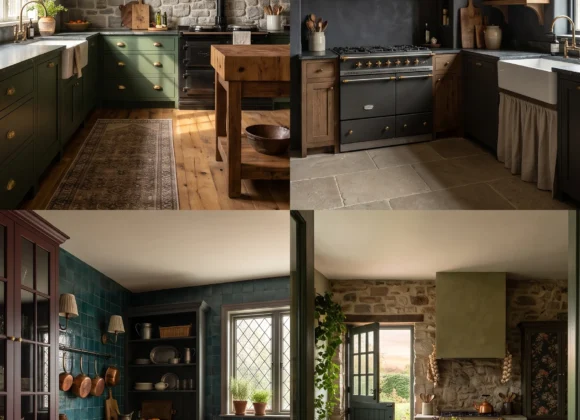 moody cottagecore kitchen ideas stone walls and copper pots